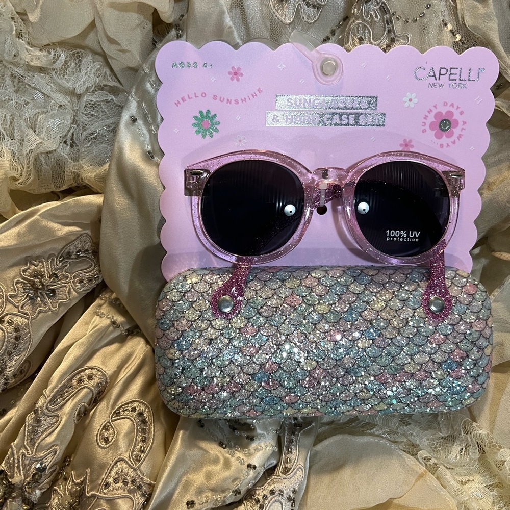 Cute Mermaid  Capelli of New York Sunglasses w/ Shimmering Sequined handled case